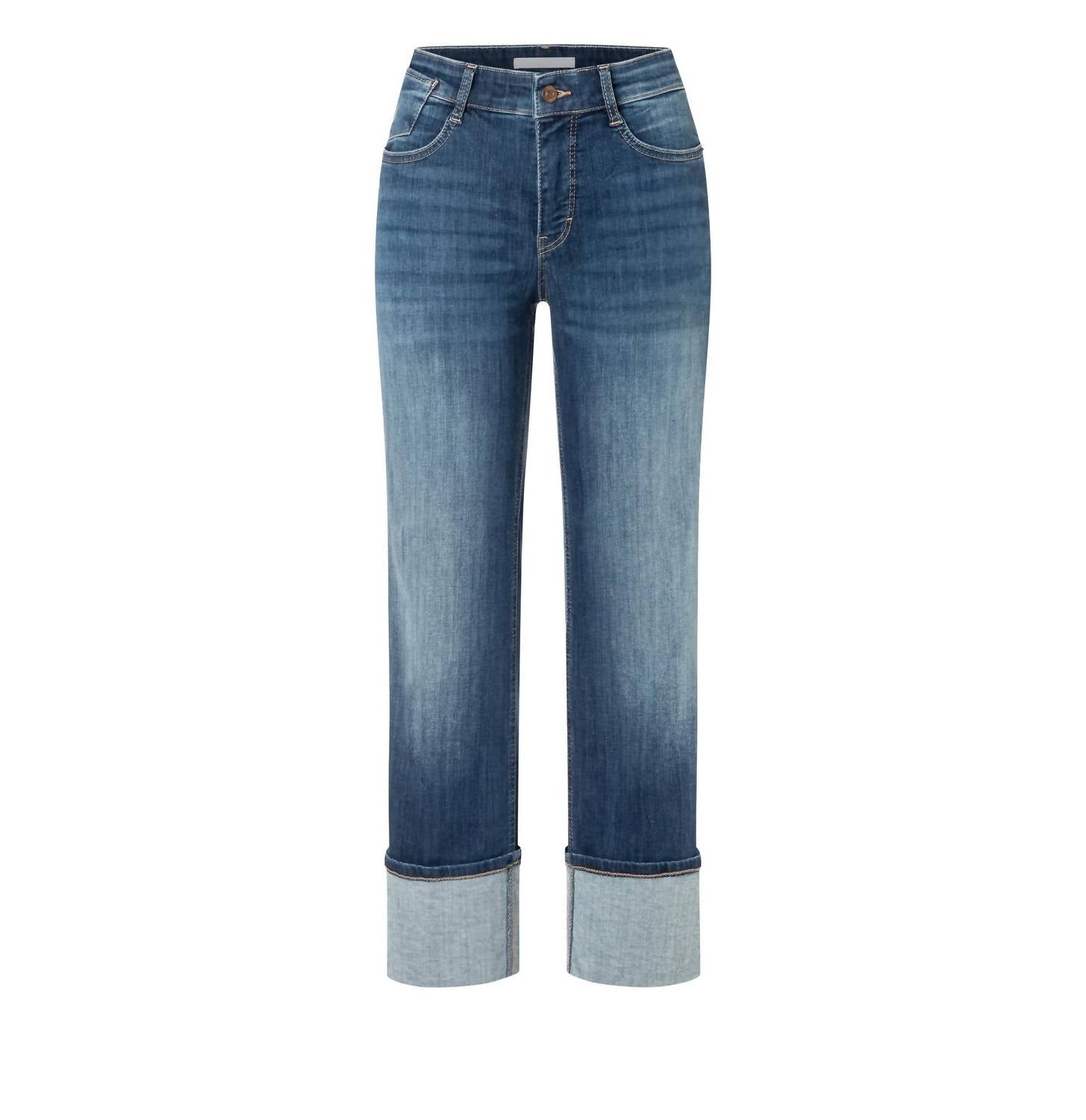 M.A.B.E. Laura Straight Turn Up Jeans in fancy nonrepair - women's jeans - view 7
