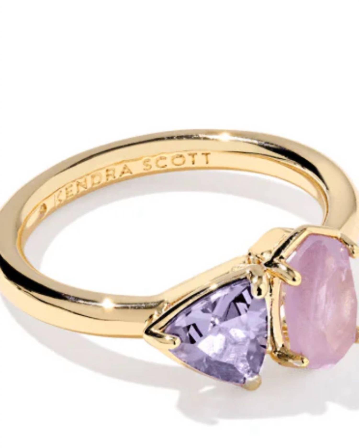 Kendra Scott Women's Tatum Band Ring in gold pink purple - women's jewelry - detail view