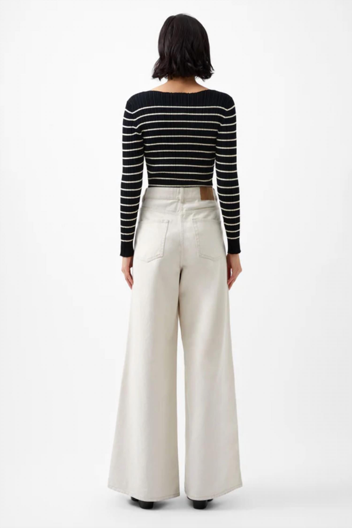 French Connection - Stripe Crinkle Knit Top