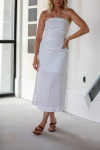 onia Ruched Halter Midi Dress in white - women's dress - view 5