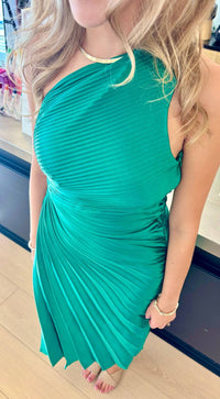 One and Only Collective Tiffy Midi Dress in kelly green - women's dress - detail view