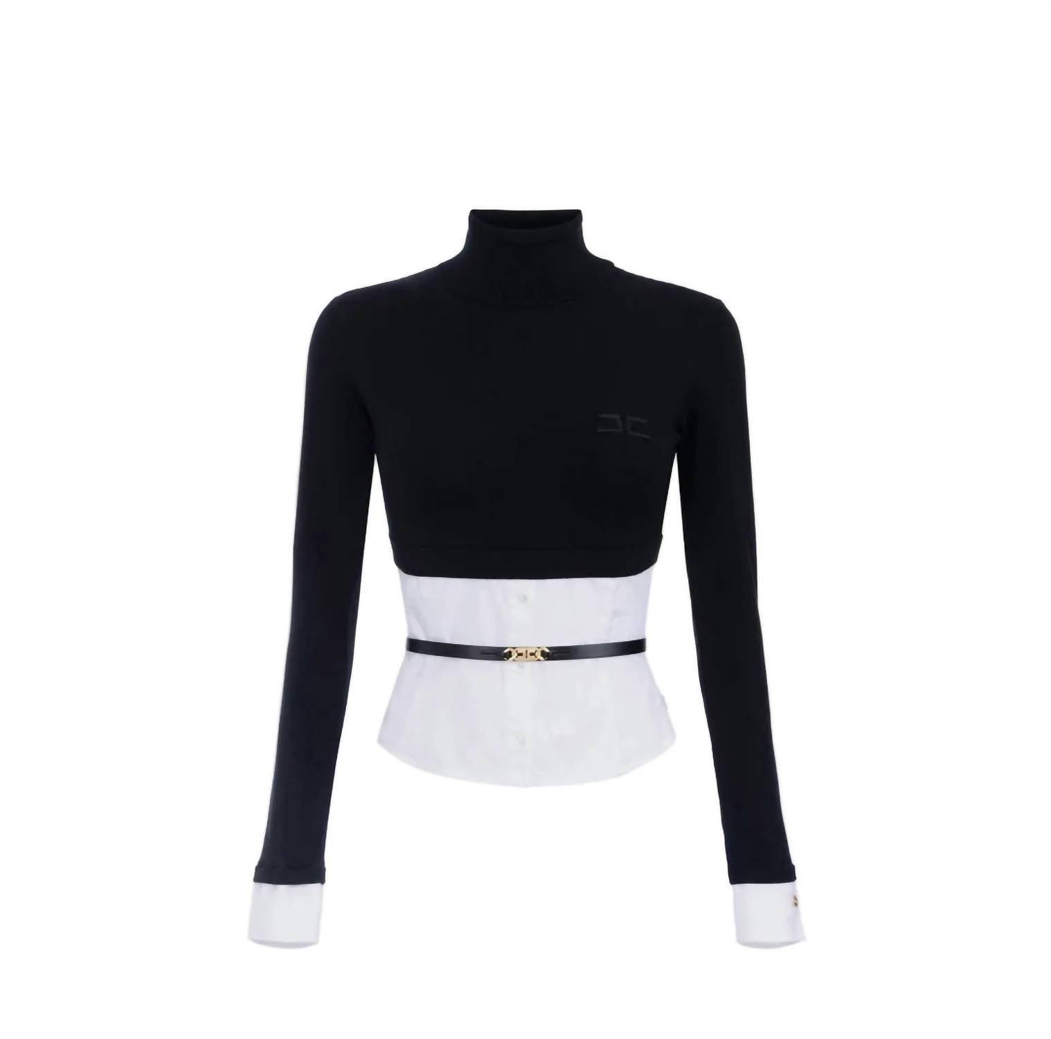 Elisabetta Franchi - Knit And Cotton Poplin Top