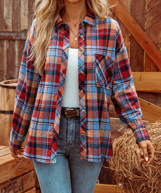 Fashionworks - Plaid Print Poose Vintage Shirt Top