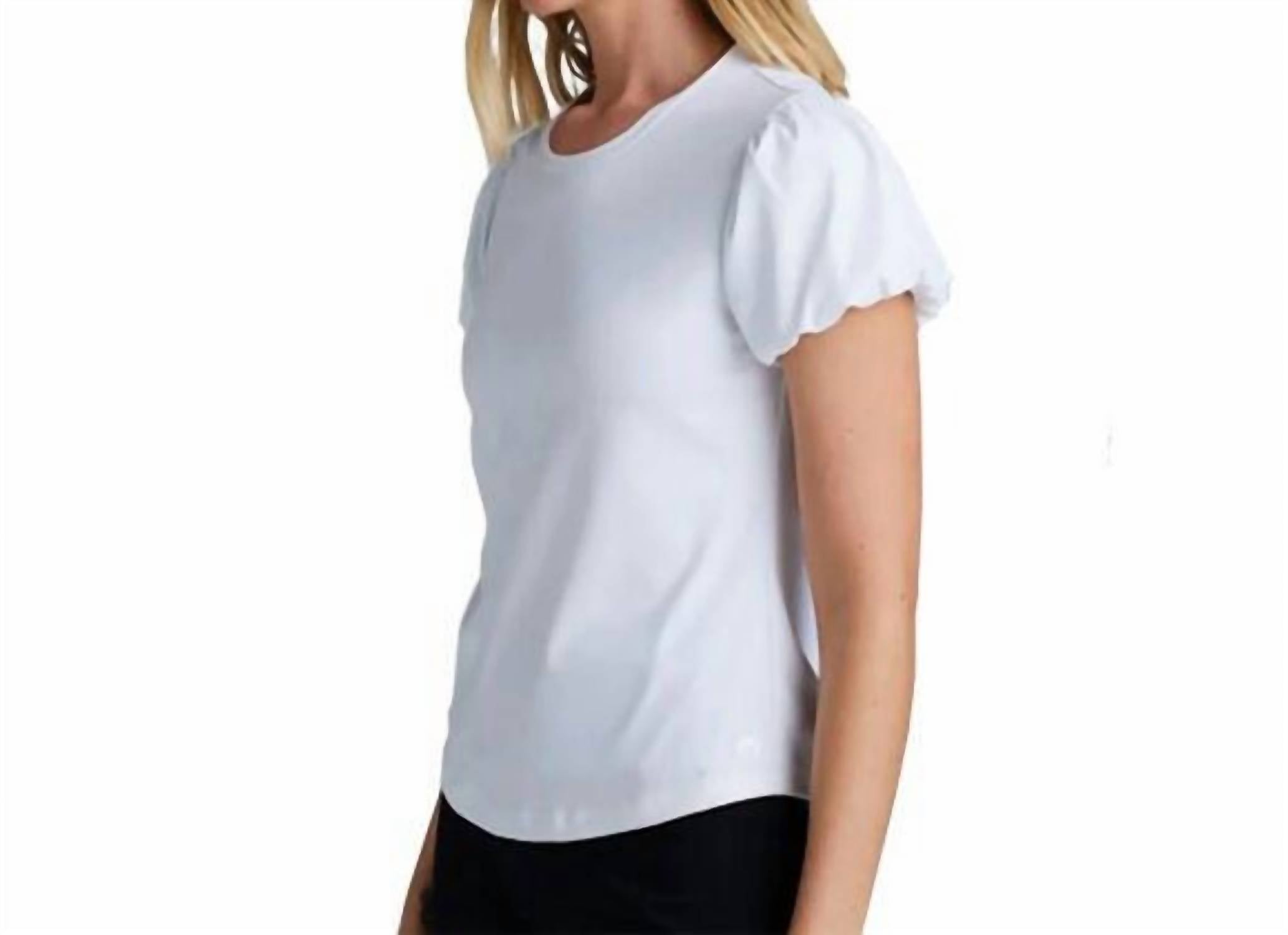 Greyson Clothiers Scarlett Haelyn Short Puff Sleeve Top in white - women's blouse - detail view