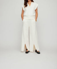 Fifteen Twenty Morgan V Neck Top in cream 1 - women's t-shirt