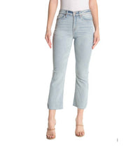 7 For All Mankind - High Rise Light Wash Kick Flare Raw Hem Jeans