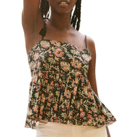 THE GREAT. Women's The Dainty Top in black paisley floral - women's blouse