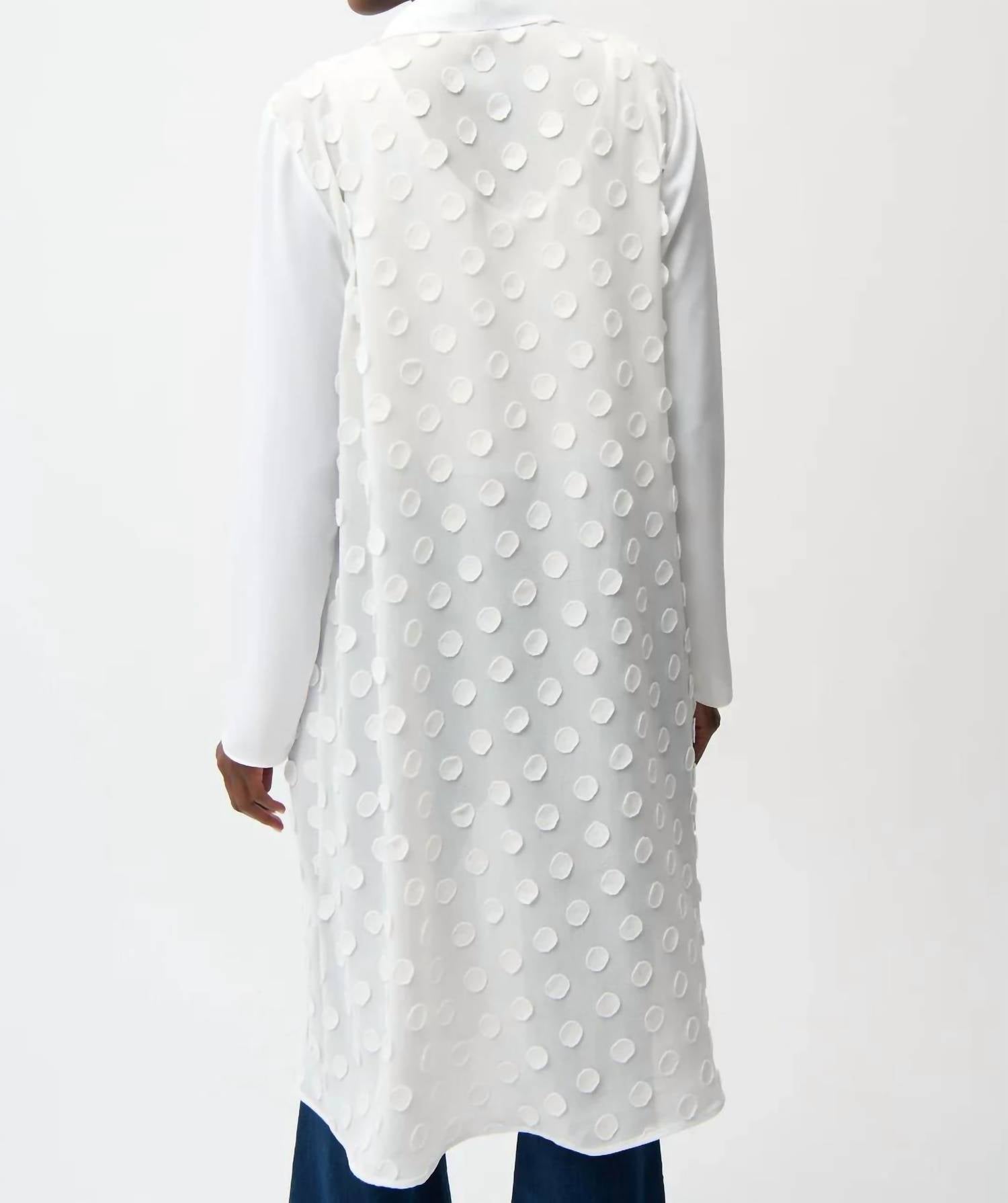 Joseph Ribkoff - Women's 3d Polka Dots Open Front Long Cardigan