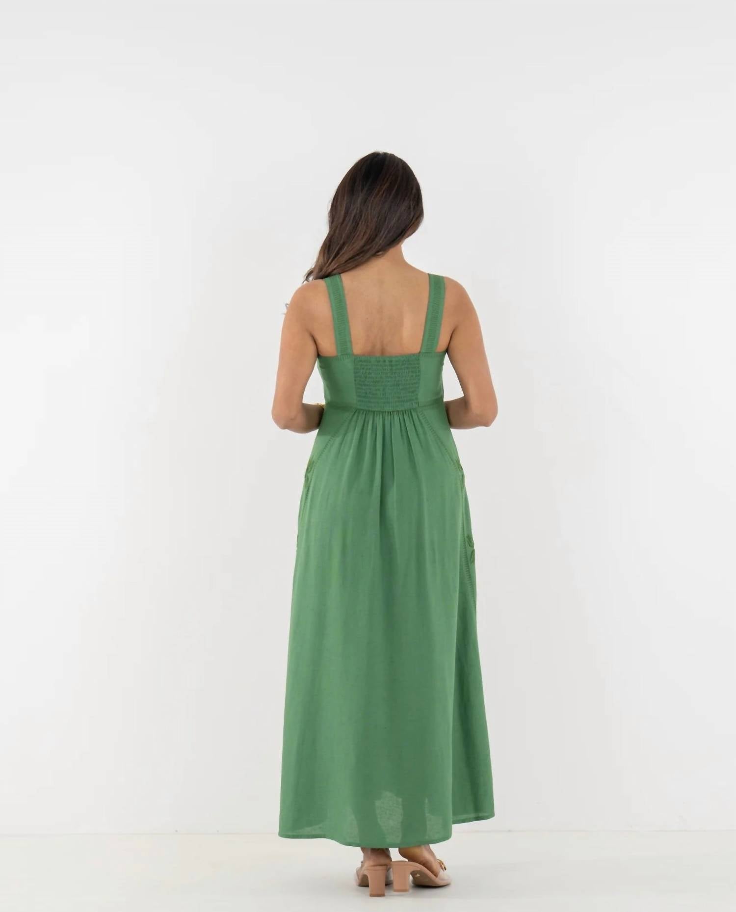 Emily McCarthy Liza Maxi Dress in fairway - women's dress - detail view