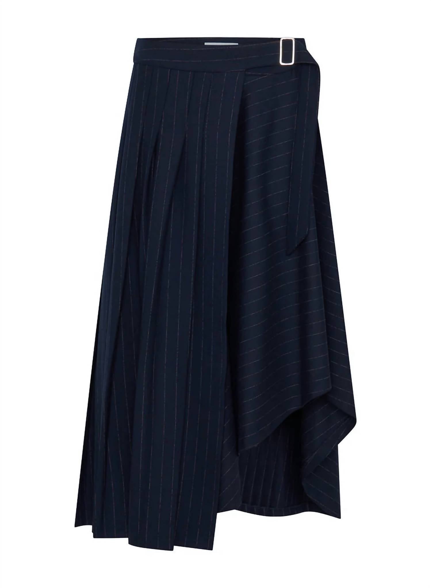 ANNA QUAN Virginia Midi Skirt in chalkstripe - women's skirt - alternate view