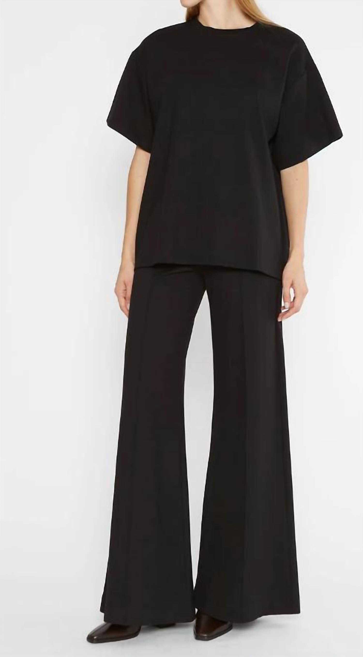 RIPLEY RADER Ponte Knit Big Shirt in black 1 - women's t-shirt - alternate view