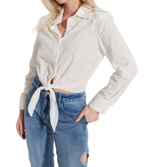 Oolala - Long Sleeves Tie Front Shirt