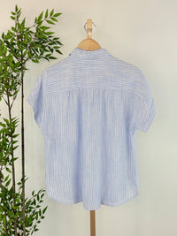 Be Cool - Women's Moody Blues Stripe Button-down Top