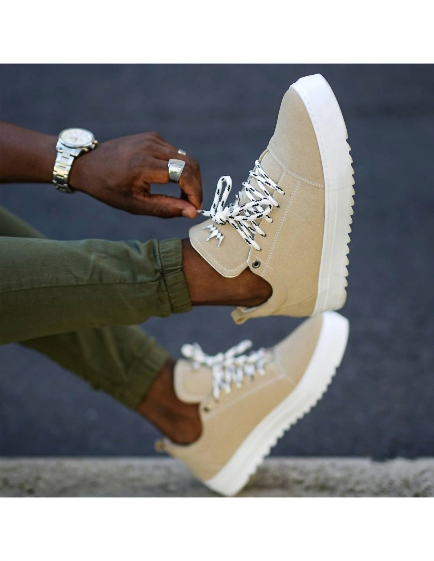 Martin Valen Men’s Low Top Suede Sneakers in beige - men's sneaker - view 5