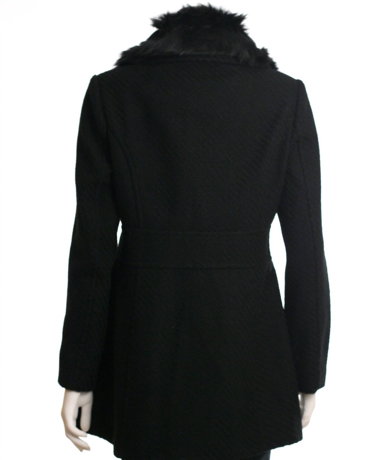 Jessica Simpson - Women's Faux Fur Collar Walker Coat