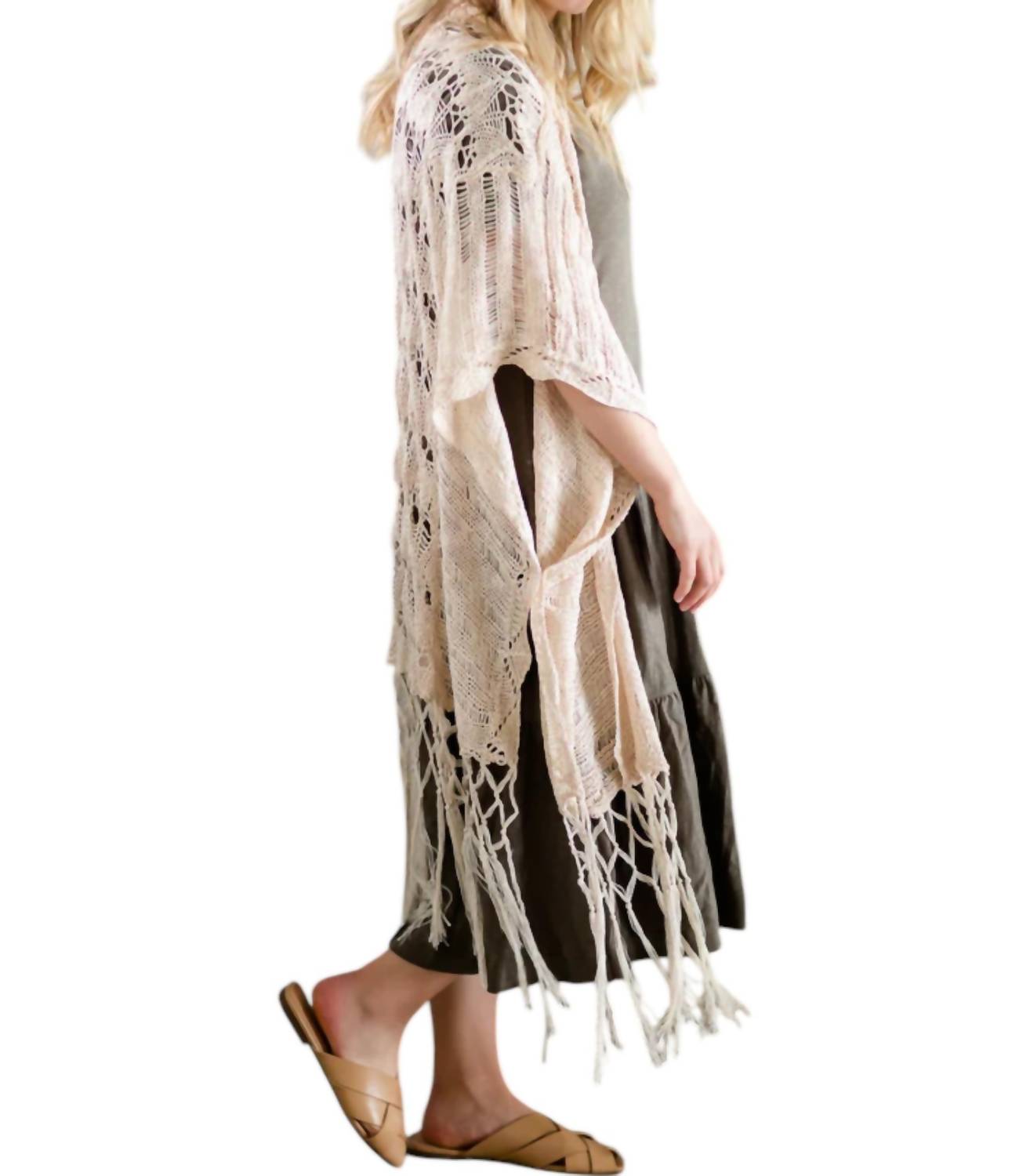 Kori - Crochet Knit Fringe Sweater