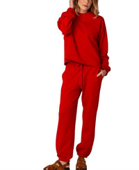 Zenana - Scuba Crewneck Long Sleeve Pant Set