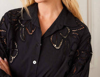 Karen Kane - Long Sleeve Cutout Embroidery Shirt