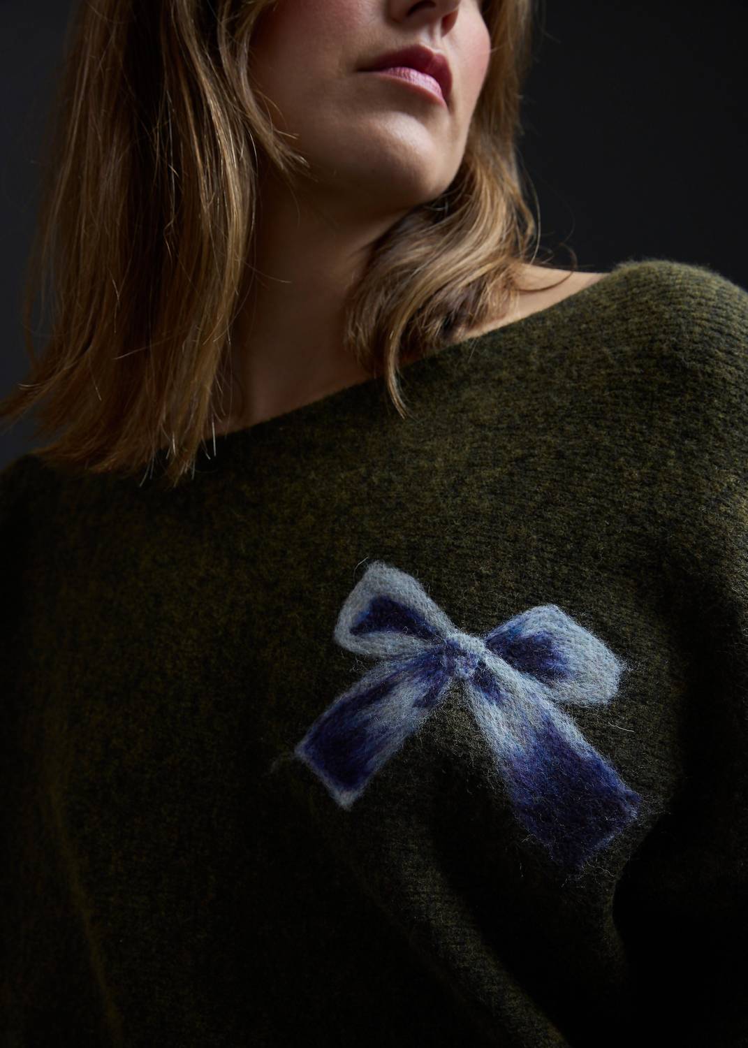 Purple Maroon - Bow Embroidered Sweater