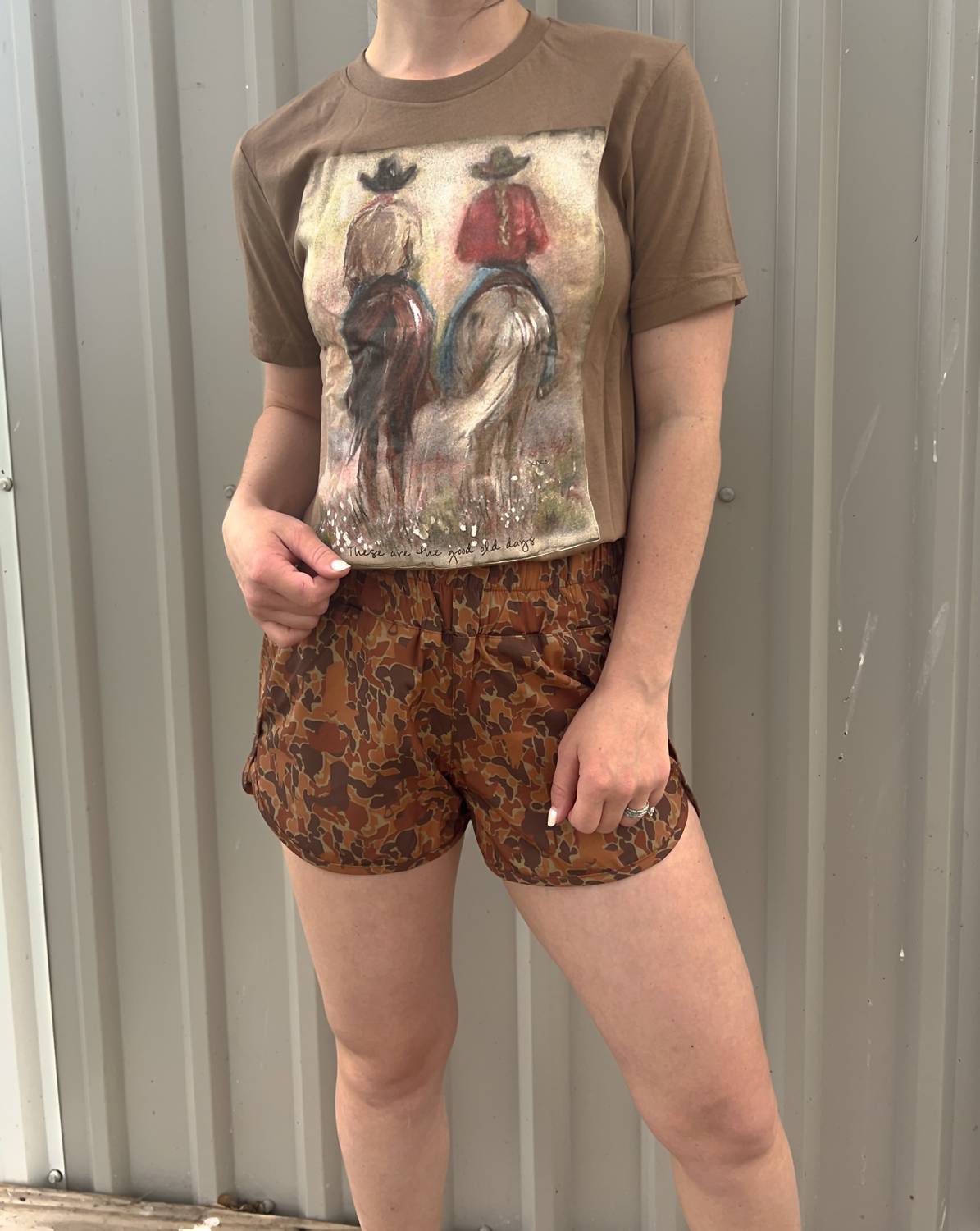 BELLA + CANVAS Good Ol' Days Vintage Graphic Tee in brown - women's t-shirt