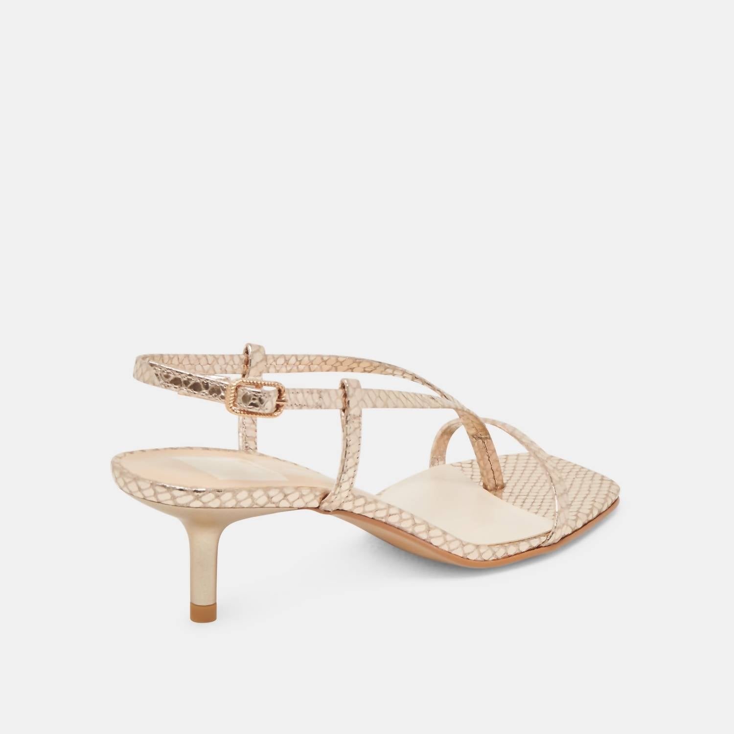 Dolce Vita Women's Laury Heeled Sandals in champagne embossed leather - women's sandal - alternate view