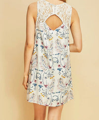 entro Floral Lace Dress in white multi - women's dress - detail view