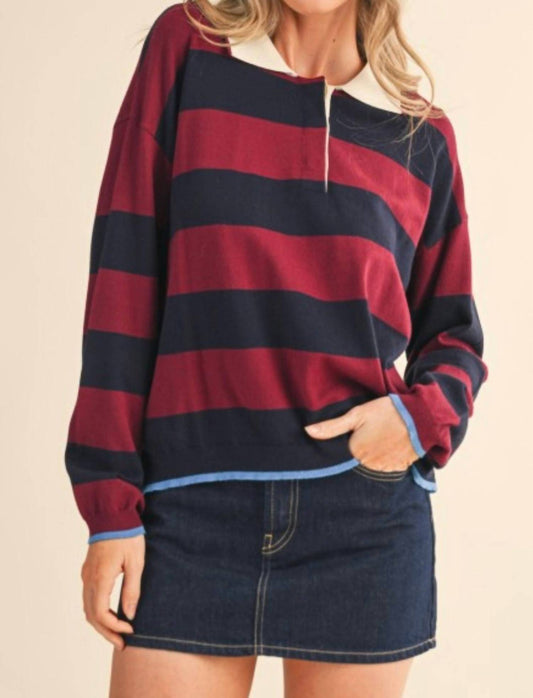 &Merci - Striped Rugby Polo Shirt