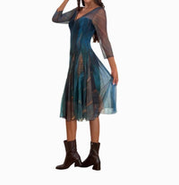 Elana Kattan - Fit And Flare V Neck Midi Dress