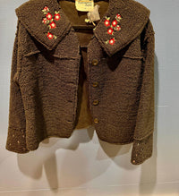 Savannah Jane - Women's Embroidered Floral Faux Fur Jacket