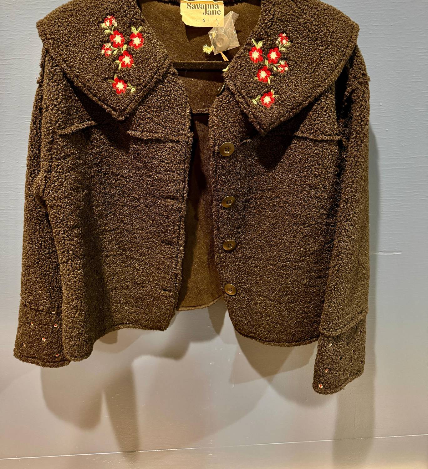 Savannah Jane - Women's Embroidered Floral Faux Fur Jacket