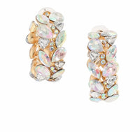 Sohi - Women's Plated Stone Hoop Earrings