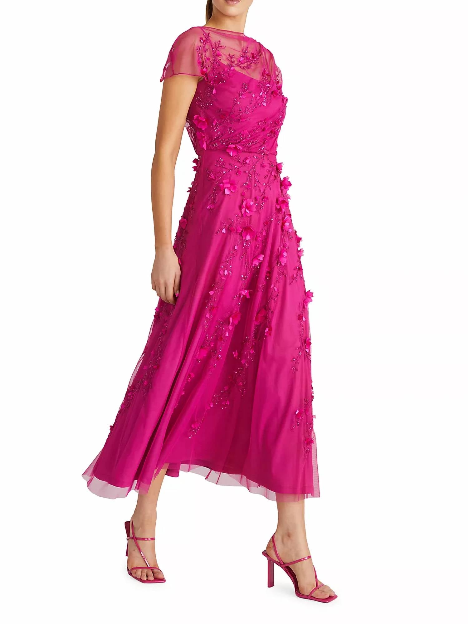 Theia - Leona Sequin-Embellished Midi-Dress