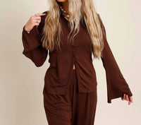 Elan - Espresso Button Down Shirt