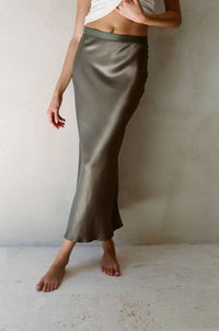 By Together - Women's Satin Midi Slip Skirt
