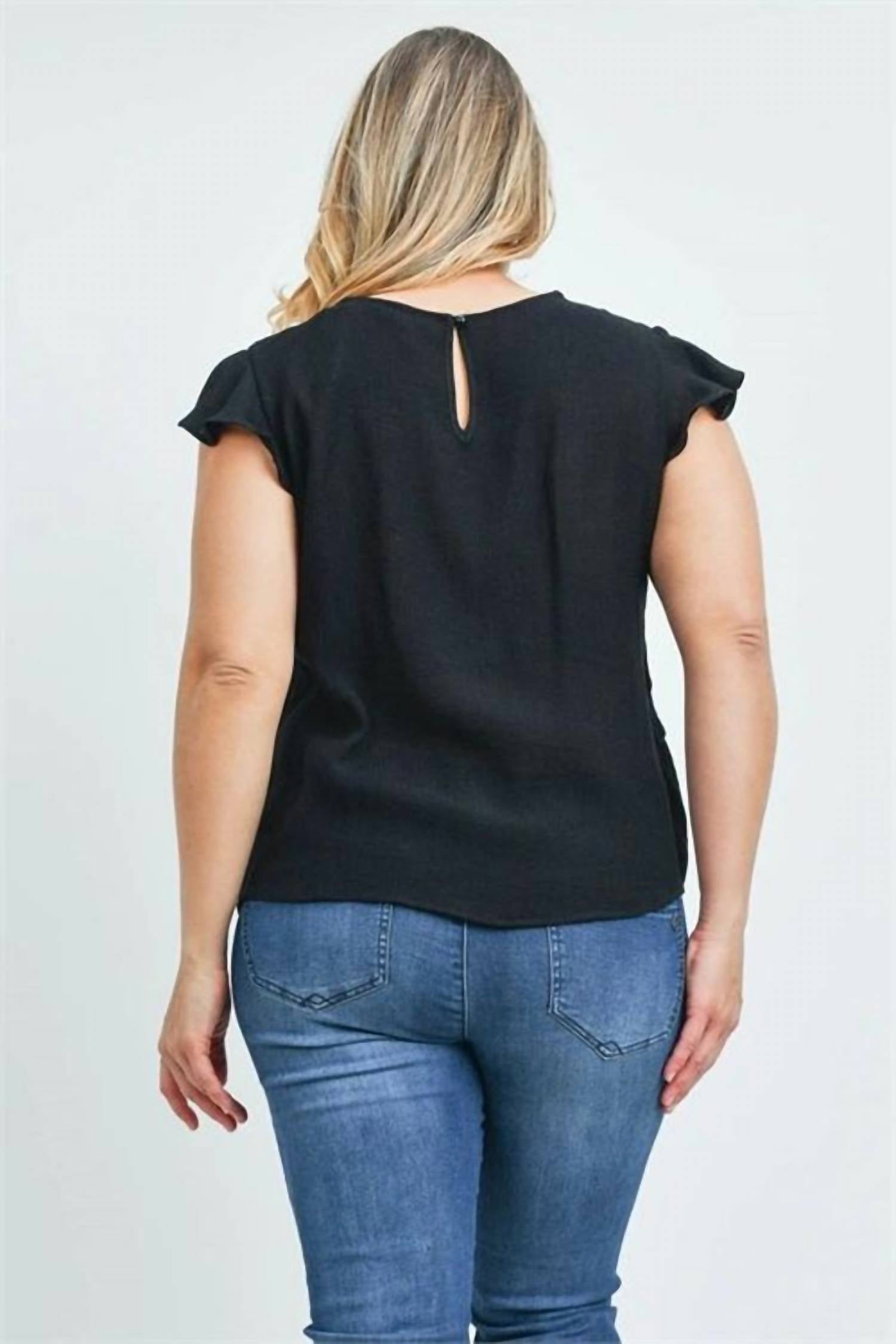 Zenobia - Ruffle Lace Flutter Sleeve Blouse