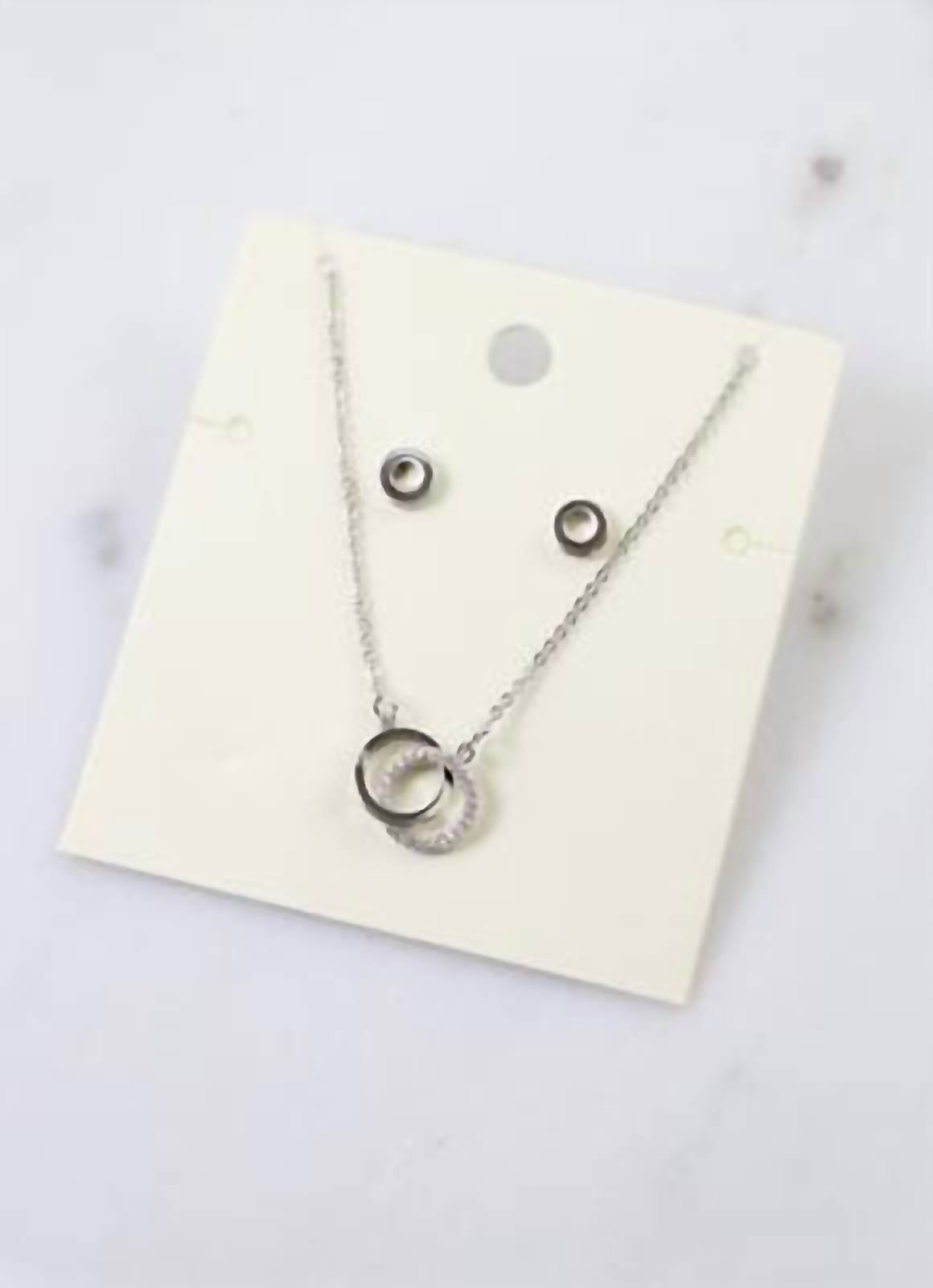 Caroline Hill - Women's Interwined Circle Necklace And Earring Set