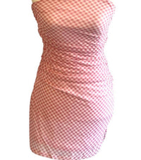 Needii - Women's Gingham Mesh Tube Mini Dress