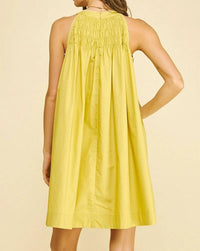 PINCH Halter Neck A-Line Mini Dress in yellow - women's dress - alternate view