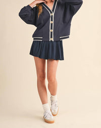 Klesis Knit Cardigan And Skirt Set in navy - women's skirt - view 4
