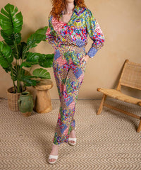 Paparazzi - Vibrant Satin Long Sleeve Blouse