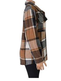 Macaron - Women's Plaid Printed Adorable Buttoned Shacket