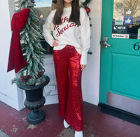 So Me - Christmas Mid Rise Flare Sequin Holiday Pants