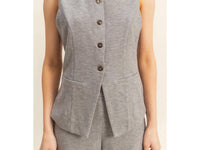 Hyfve - Ribbed Buttoned Vest And Wide-leg Pants Set