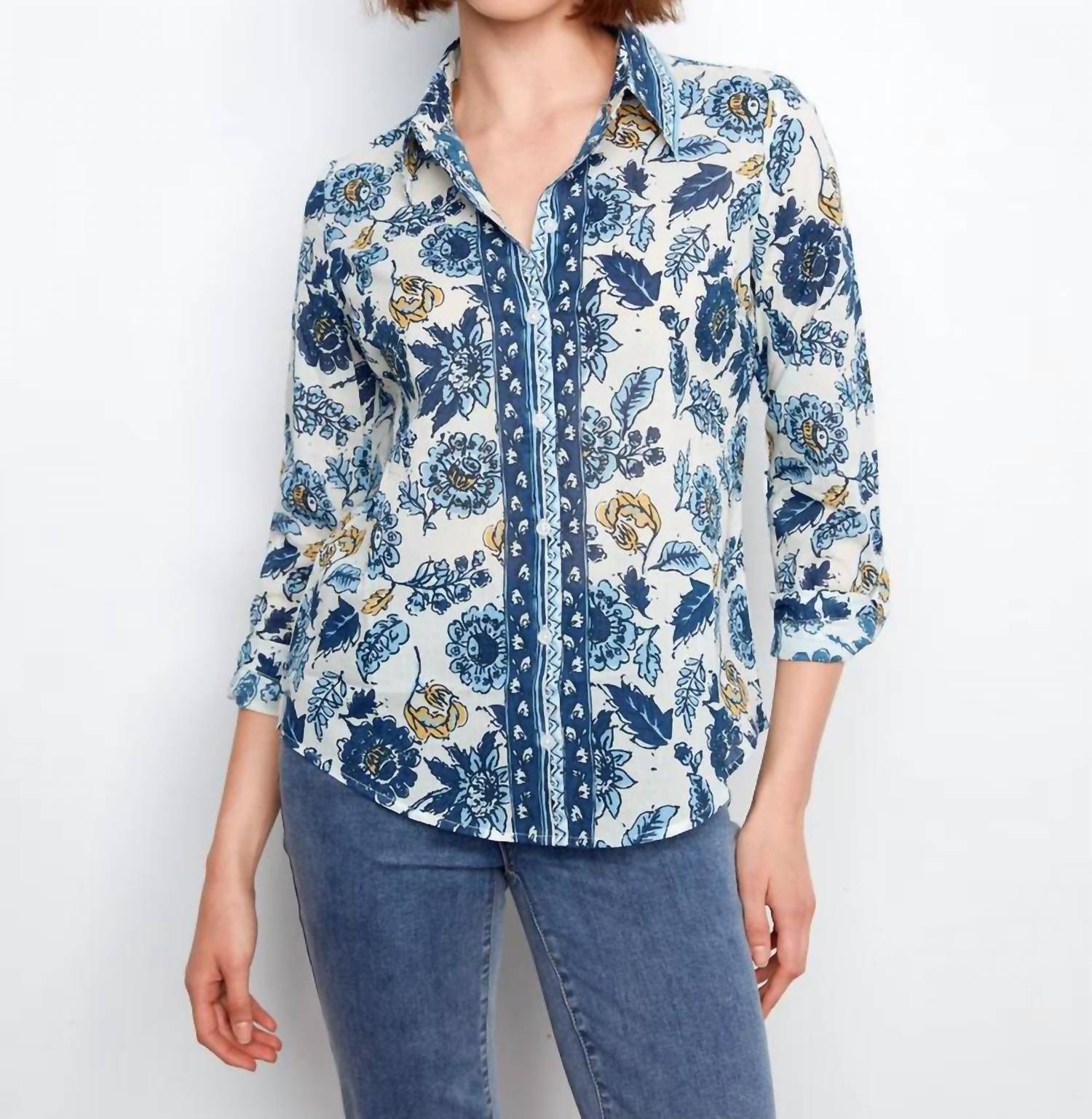 Charlie B - Printed Cotton Voile Button Up Blouse