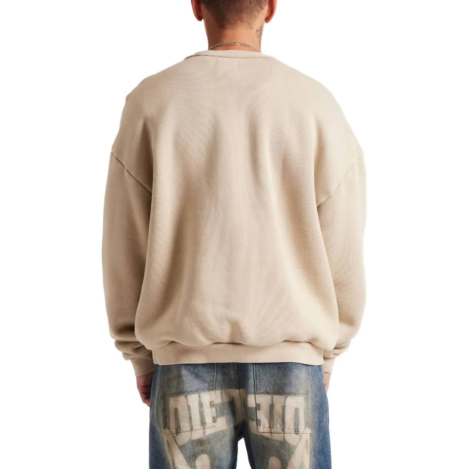 Diet Starts Monday Jumbo Crewneck Sweatshirt in taupe - men's shirt - detail view