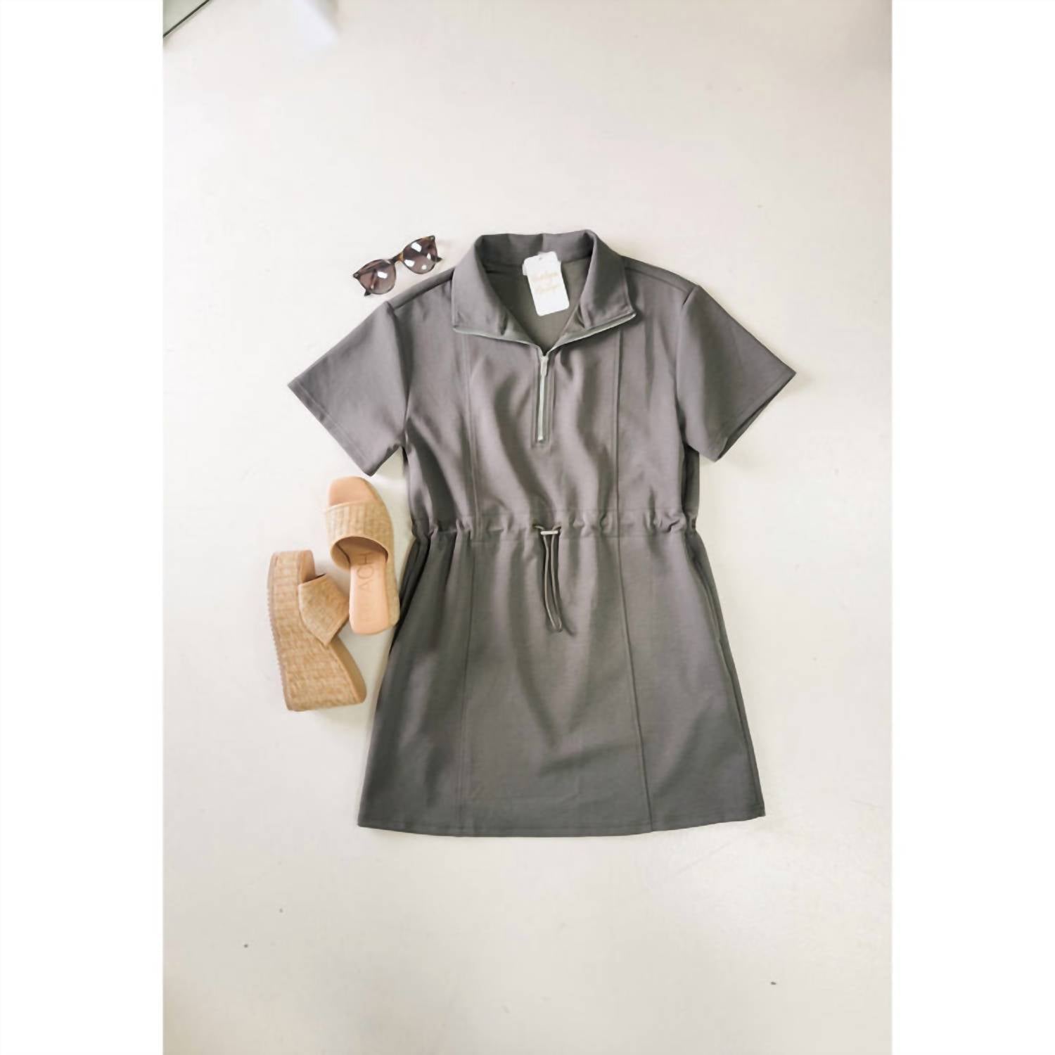 She + Sky - Essig Drawstring Knit Mini Dress