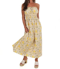 In February Lemon Blossom Tube Midi Dress in lemonade - women's dress