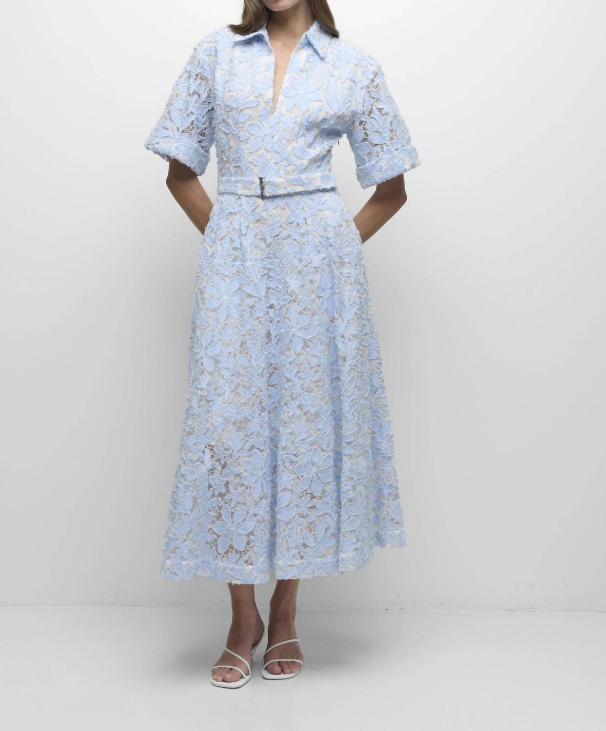 Simkhai - Deanna Short Sleeve Belted Midi Dress