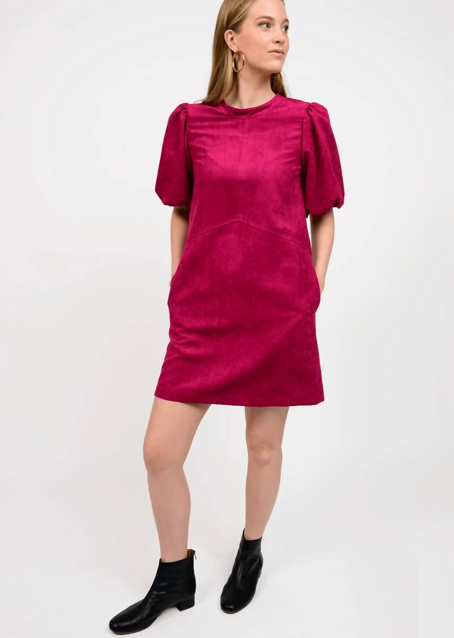 Uncle Frank - Puff Sleeve Suede Mini Dress