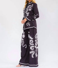 Little Secret Of Mine - Button-up Top And Wide Leg Pant Set
